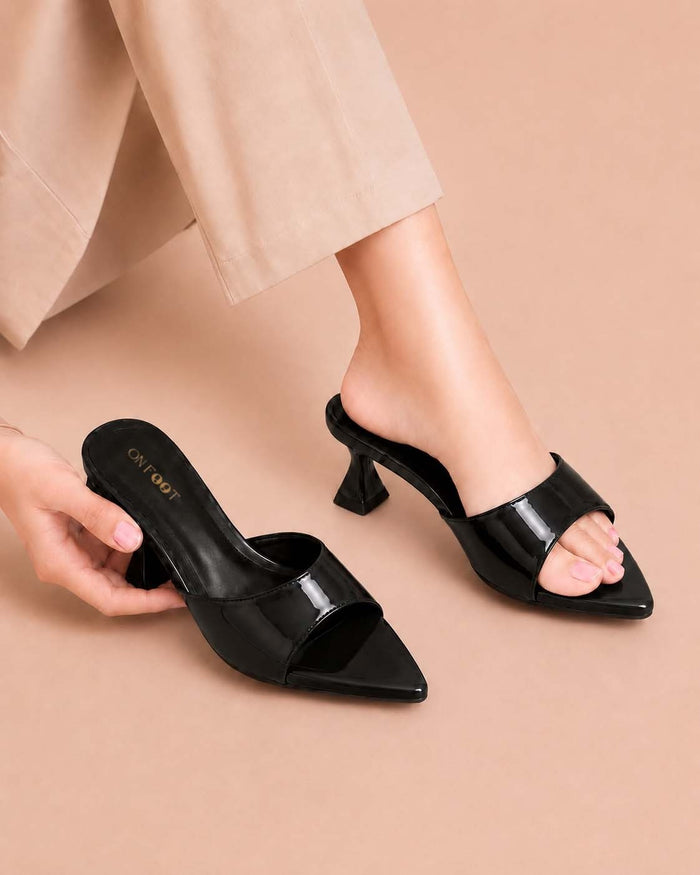 Black Gloss Slide Heel