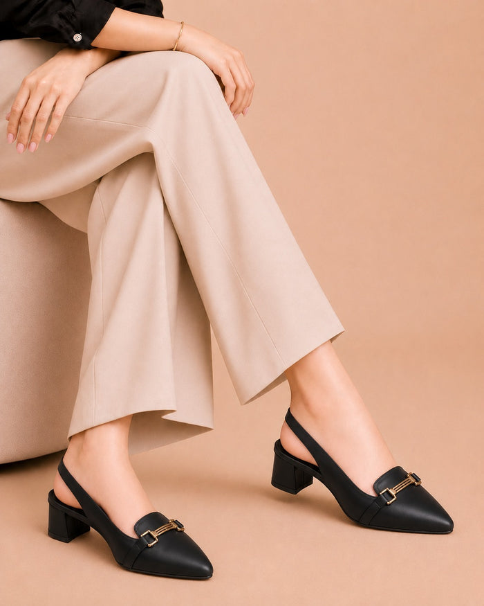 Black Noir Buckle Heel