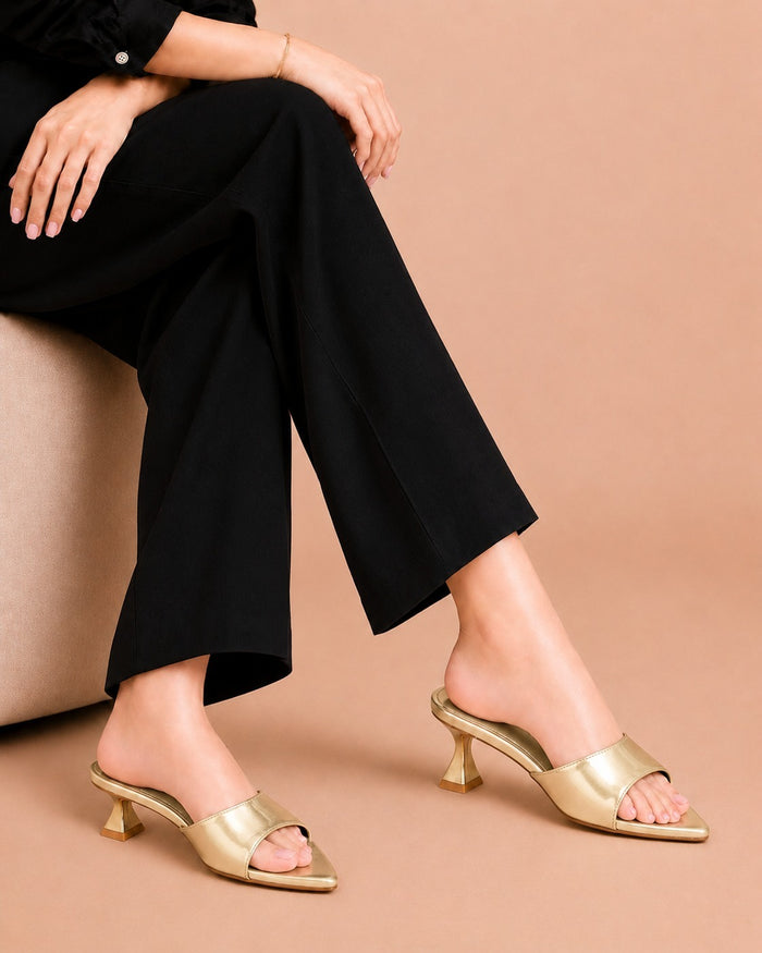 Gold Gloss Slide Heel