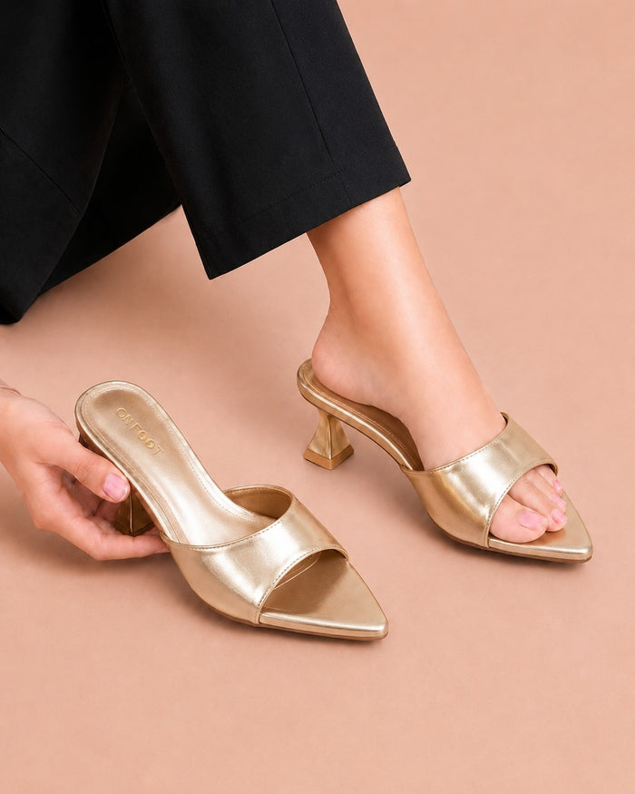Gold Gloss Slide Heel