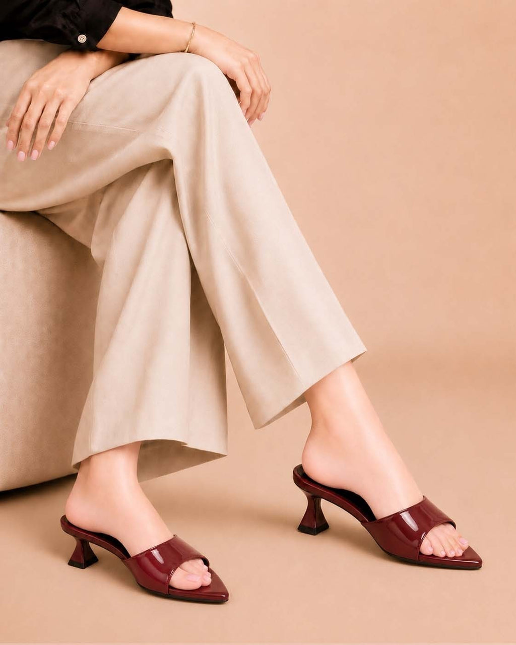 Burgundy Gloss Slide Heel