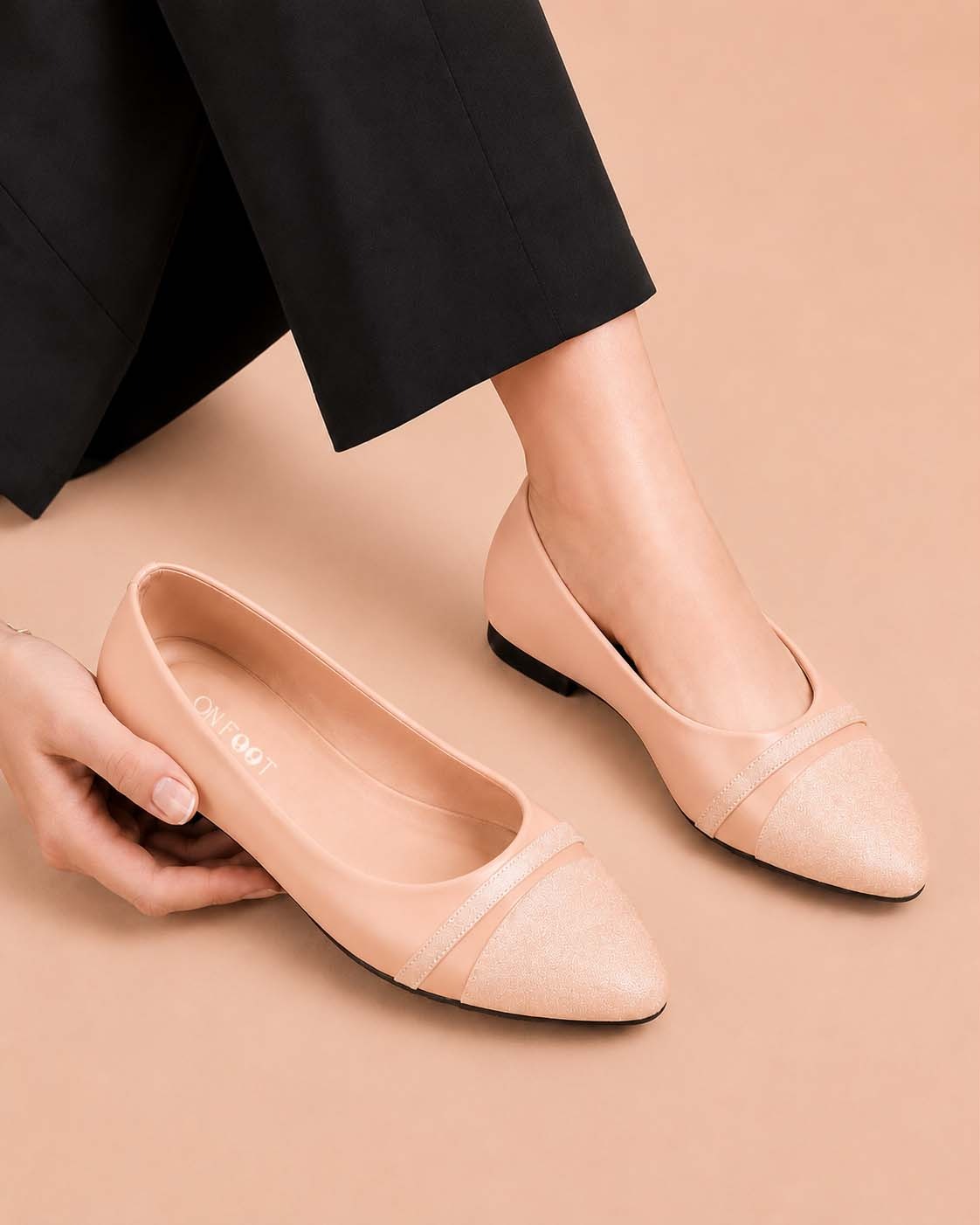 Grace Whisper pointed toe pumps in Peach by ON FOOT - view 1