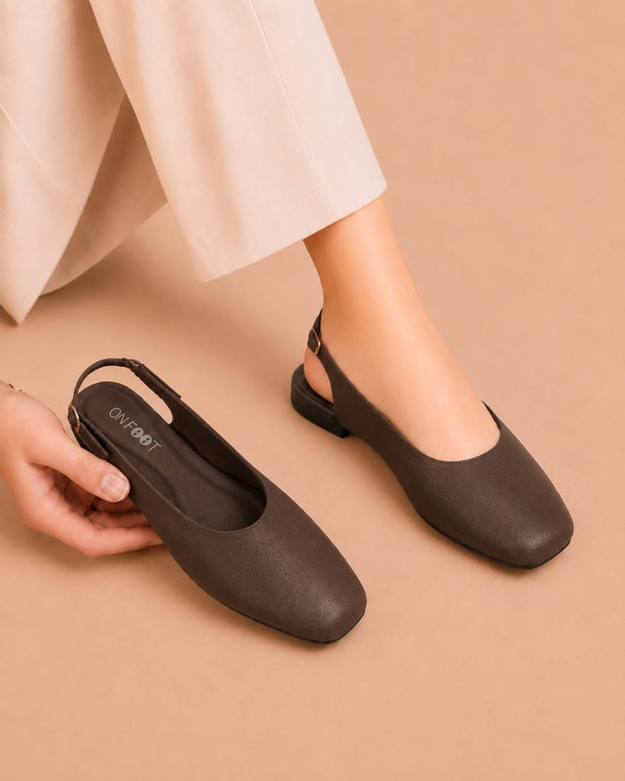 Slingback Shoes - Brown