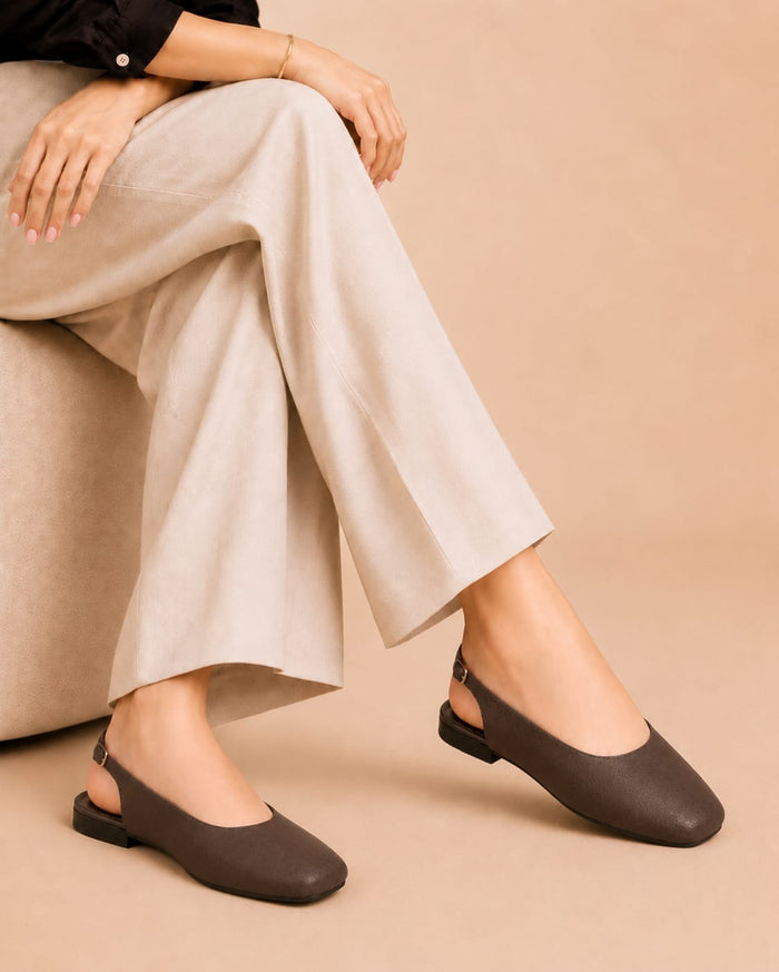 Slingback Shoes - Brown