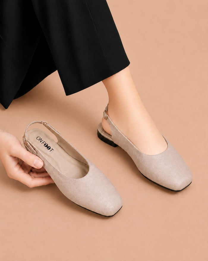 Slingback Shoes - Beige