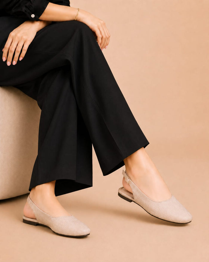 Slingback Shoes - Beige