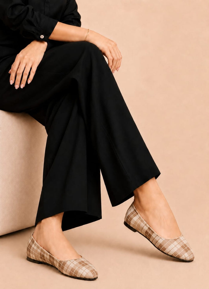 Sleek Soul checkered ballerina flats in Mustard by ON FOOT - view 2