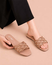 Rose Weave elegant slide sandals by ON FOOT - view 1