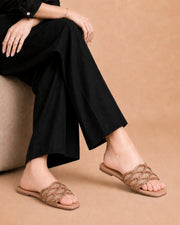 Rose Weave elegant slide sandals by ON FOOT - view 2