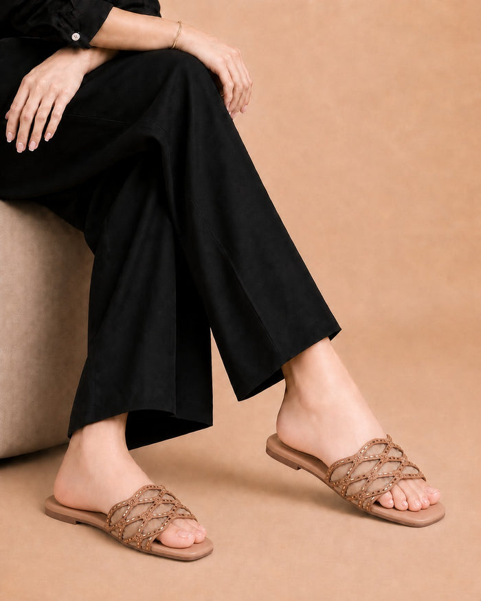 Rose Weave elegant slide sandals by ON FOOT - view 2