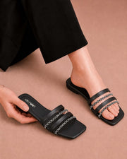 Royal Gleam beaded square-toe flat by ON FOOT - view 1