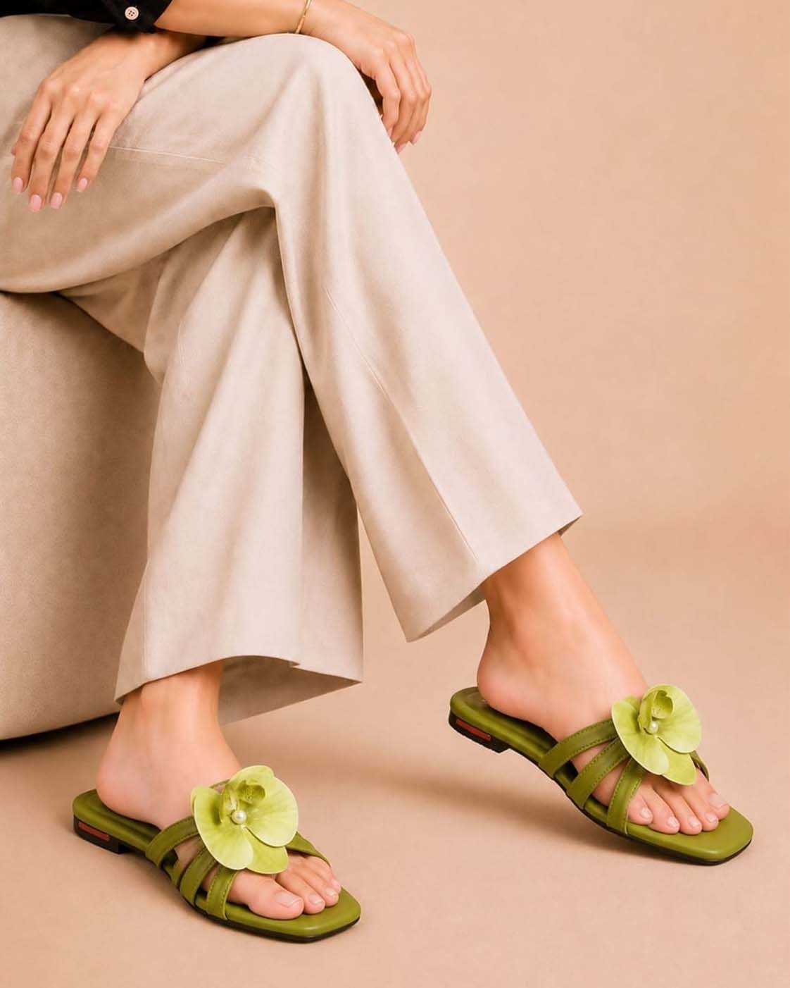 Floral Olive Slip