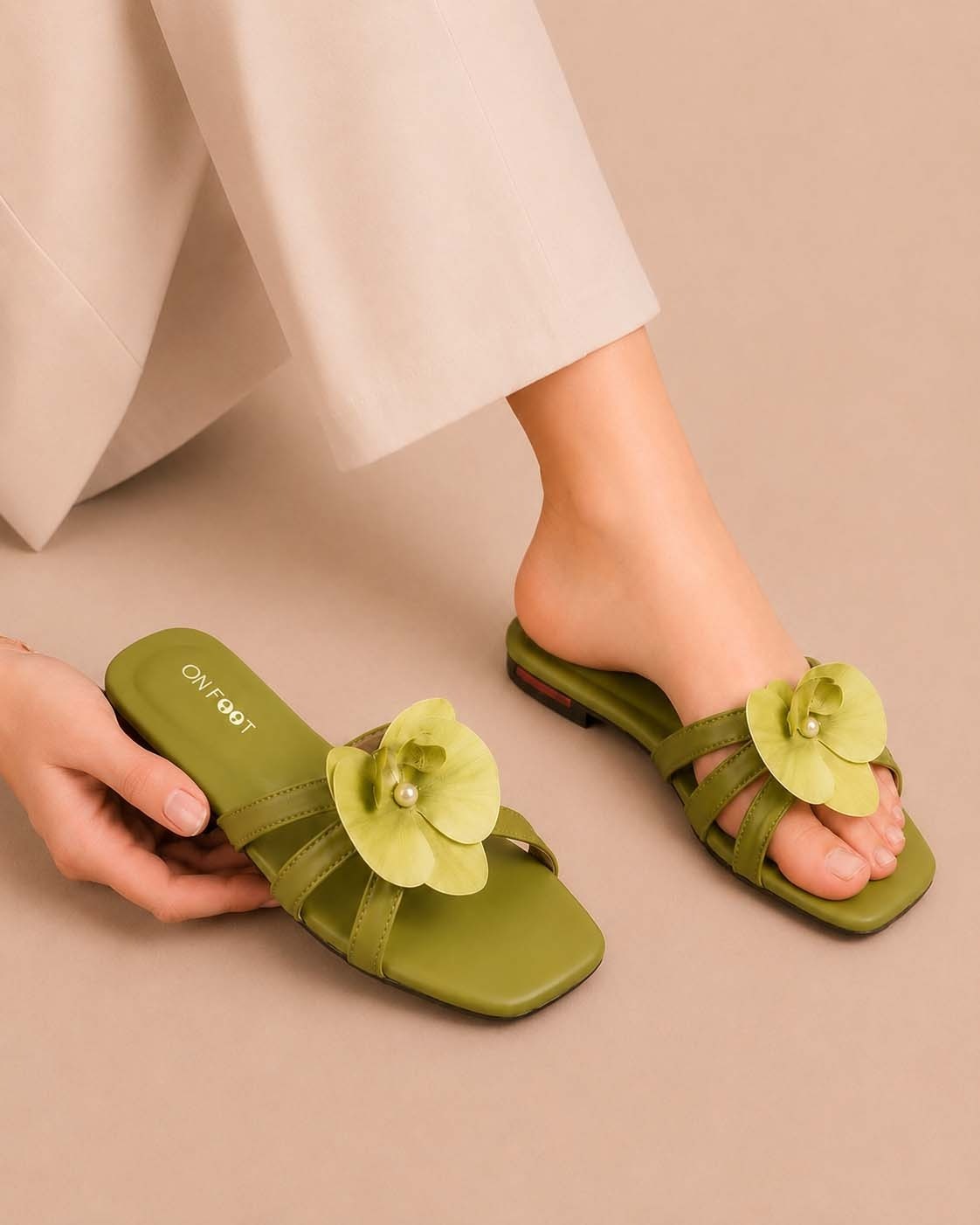 Floral Olive Slip