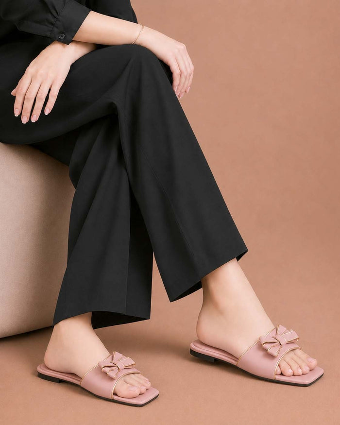 Moon Walk golden bow flat sandals by ON FOOT - view 2