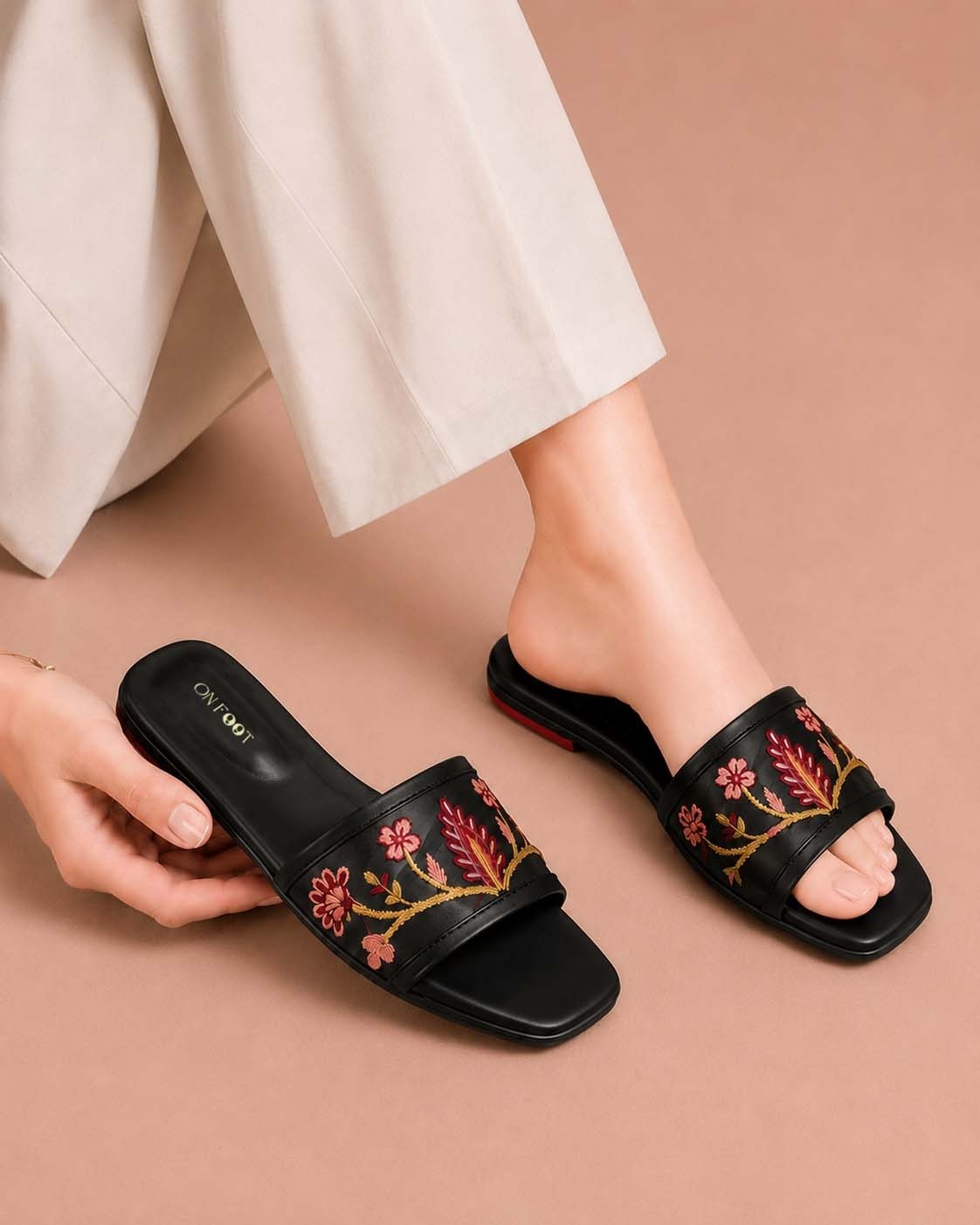 Celeste Embroidered Sliders
