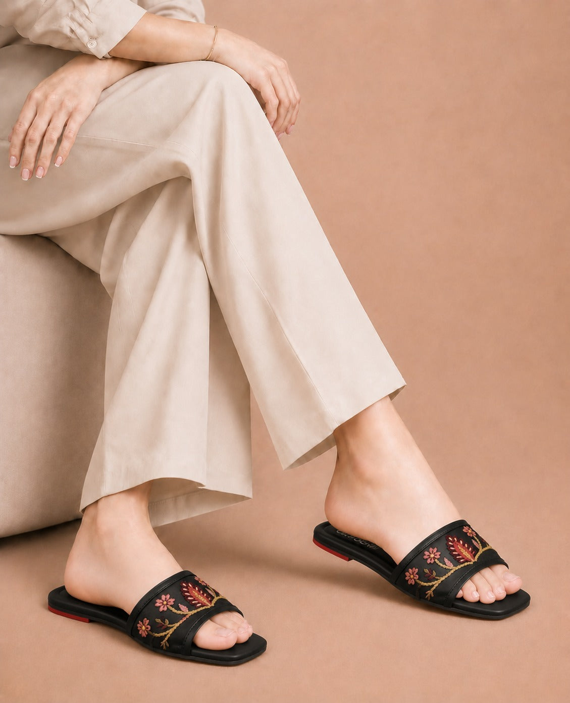 Celeste Embroidered Sliders
