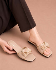 Moon Walk golden bow flat sandals by ON FOOT - view 3