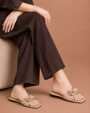 Moon Walk golden bow flat sandals by ON FOOT - view 5