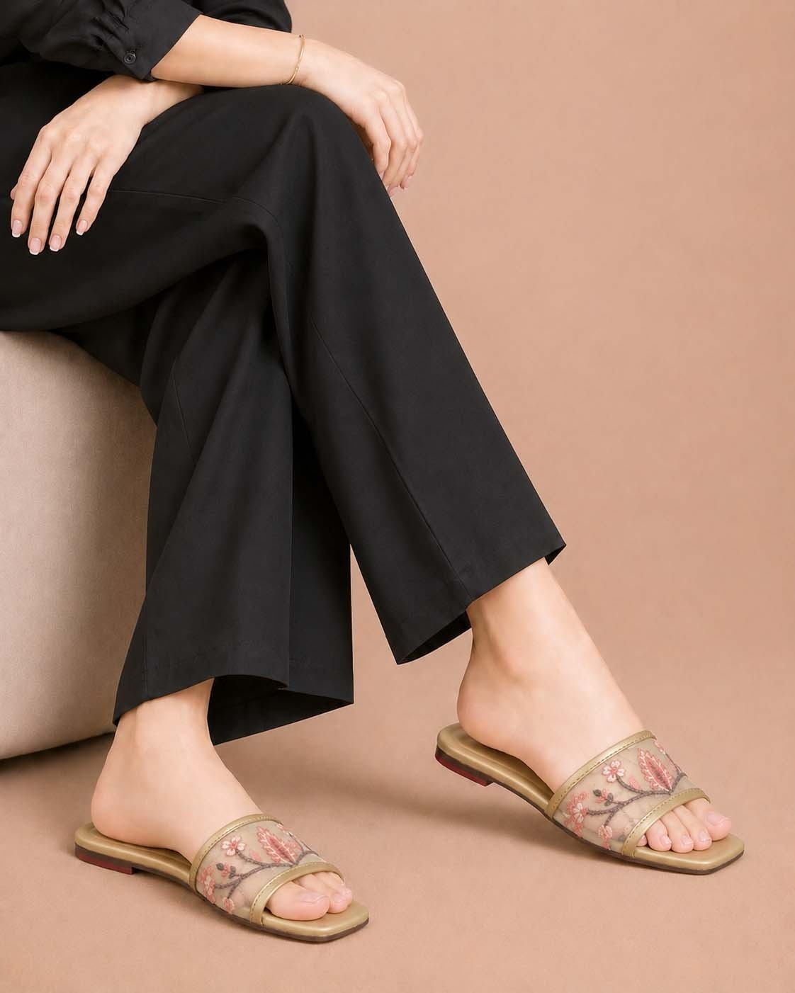 Celeste Embroidered Sliders