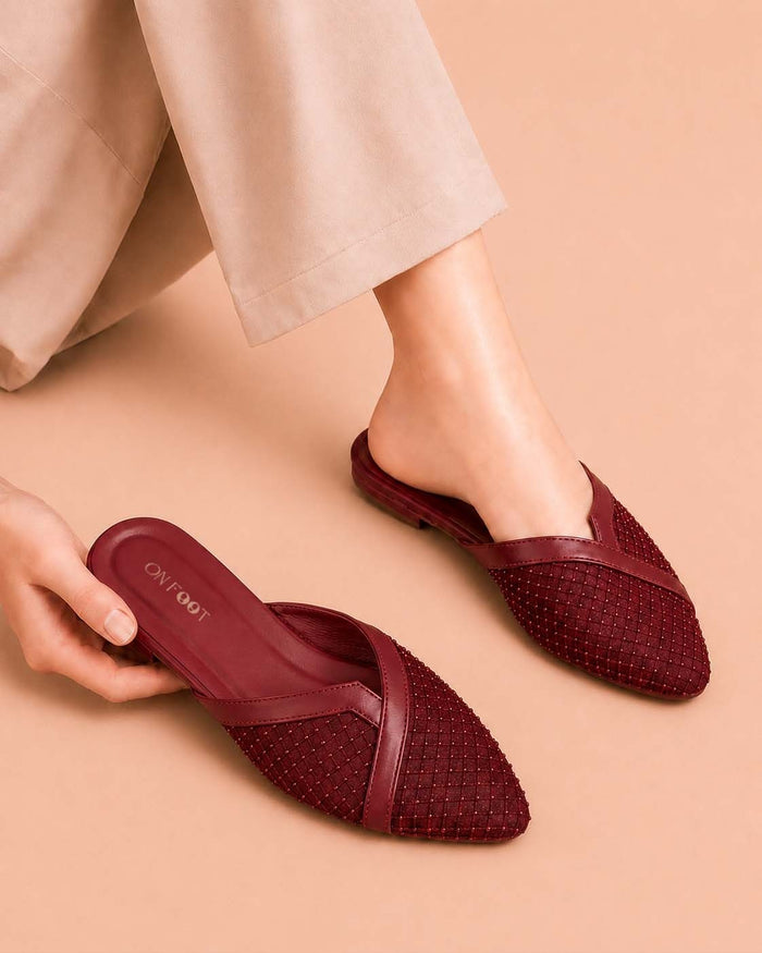 Blush Mesh Point - Maroon