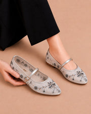 Midnight  Bloom Embroidered - Silver