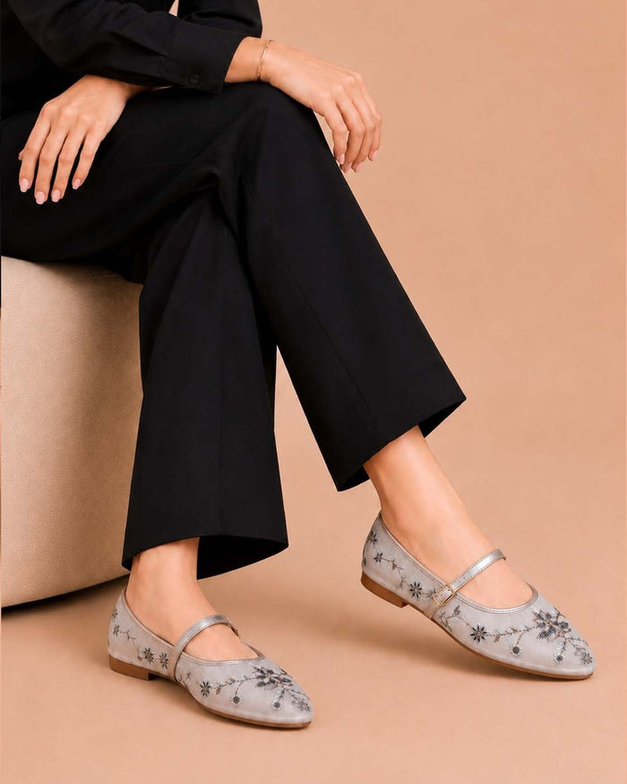 Midnight  Bloom Embroidered - Silver