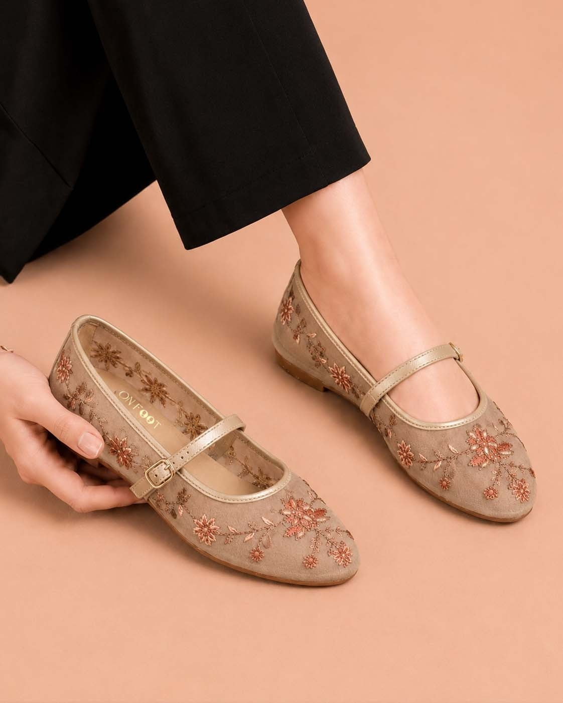 Midnight  Bloom Embroidered - Golden