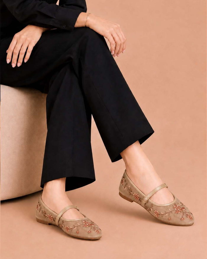 Midnight  Bloom Embroidered - Golden
