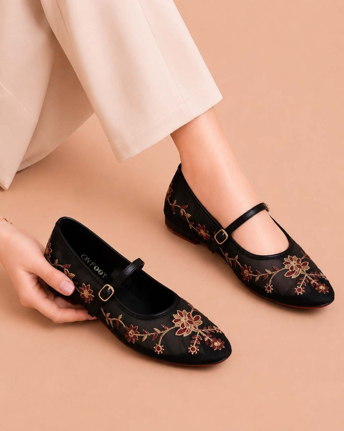 Midnight  Bloom Embroidered - Black