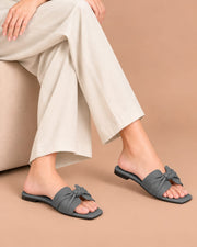 Grey Grace Bow Slides by ON FOOT - bow sandals, view 2