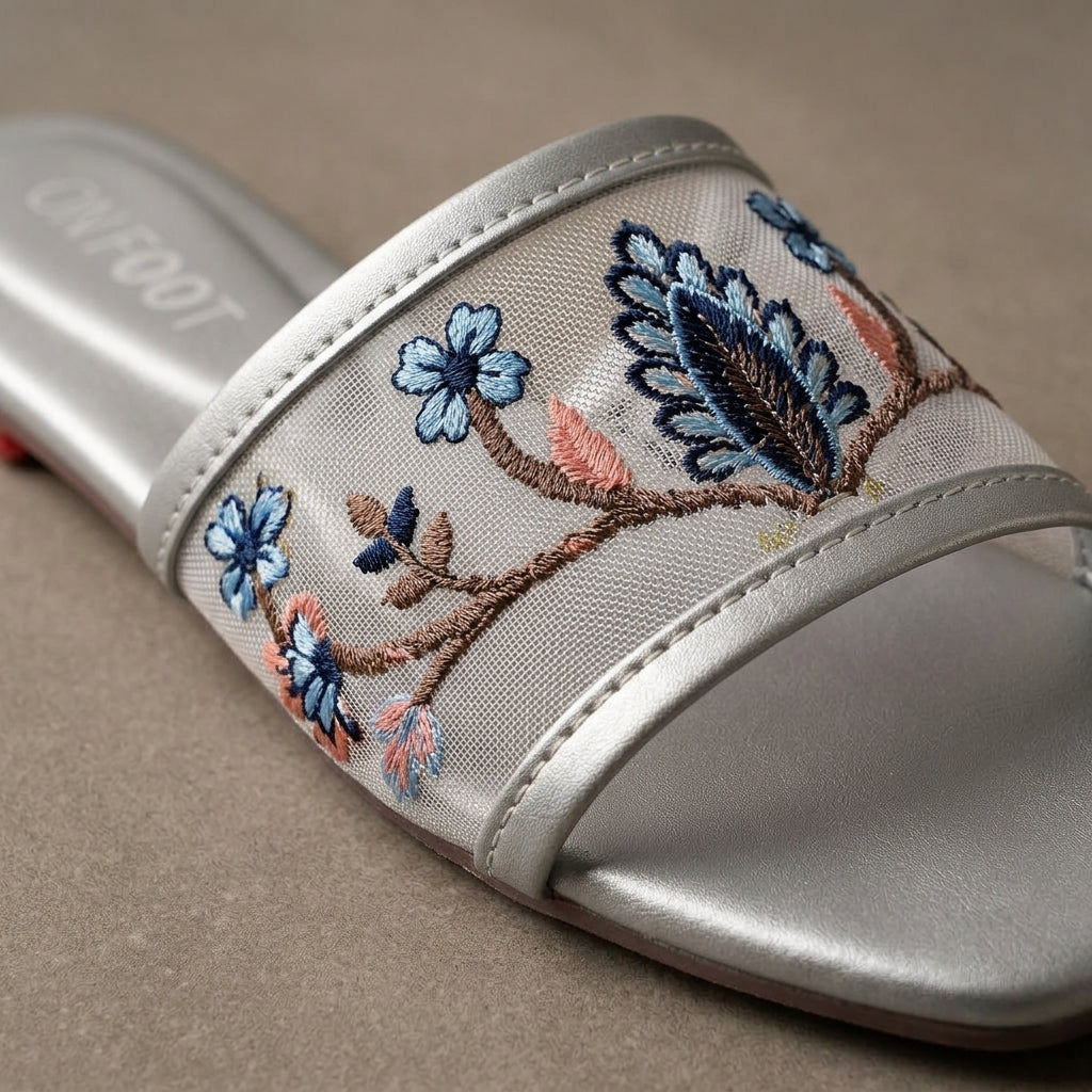 Celeste Embroidered Sliders