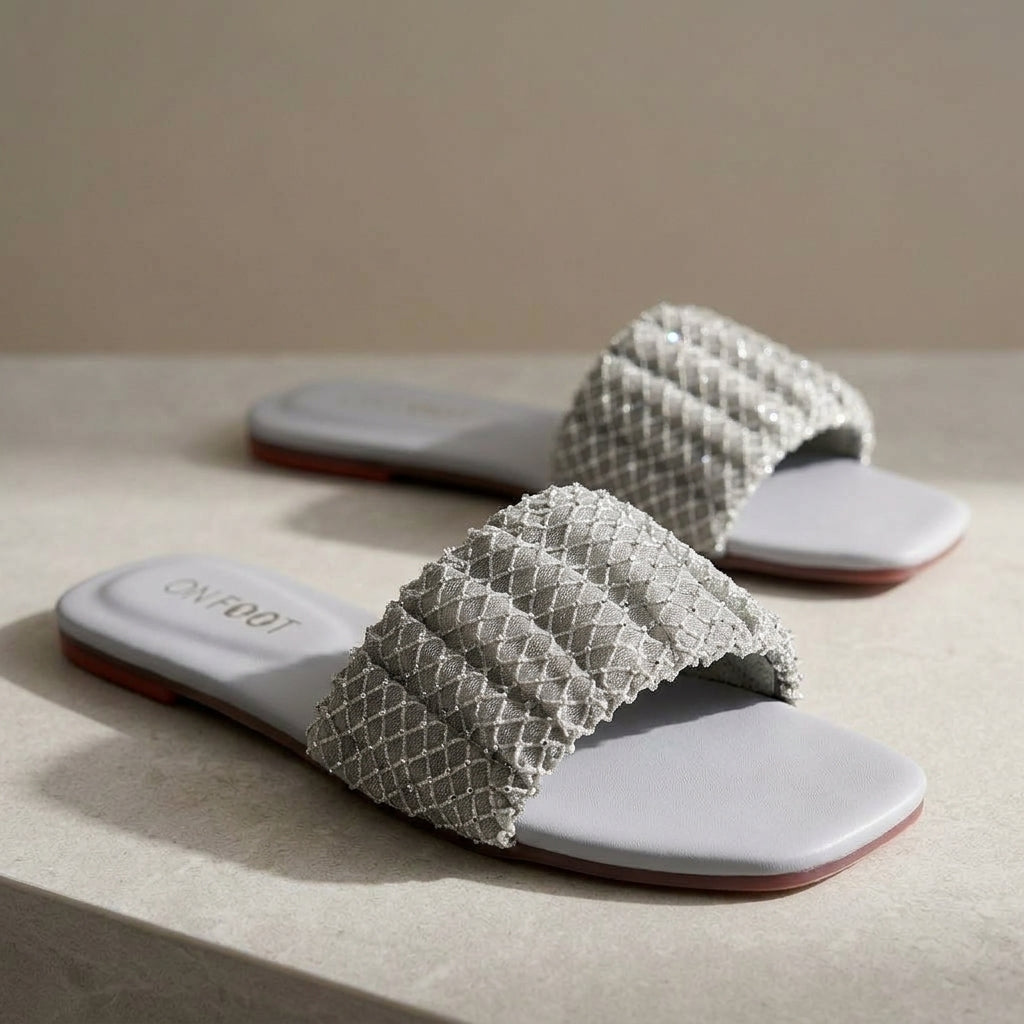 Noir Pearl Woven Sliders