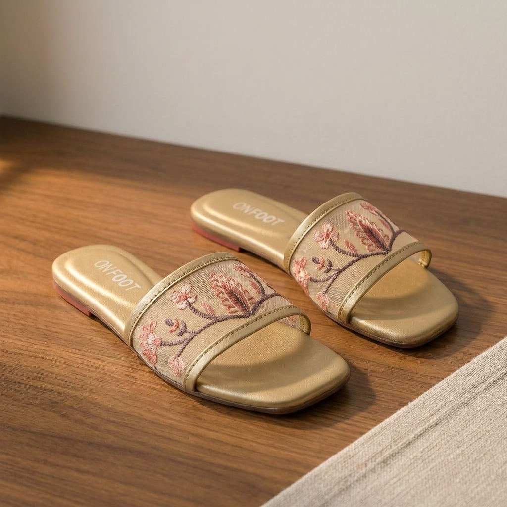 Celeste Embroidered Sliders