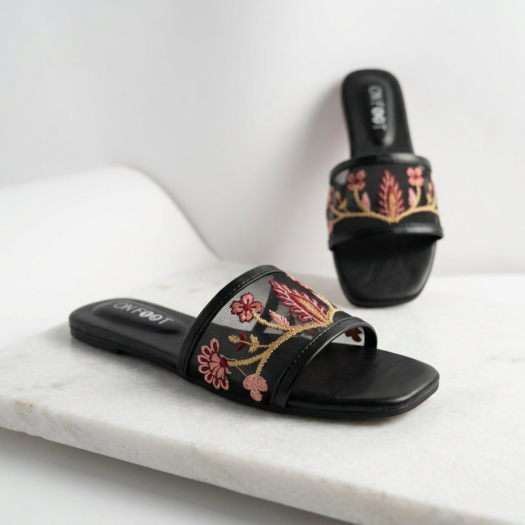 Celeste Embroidered Sliders