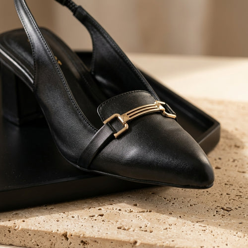 Black Noir Buckle Heels