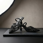 Black Lace Embellished Heels