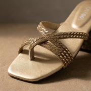 Crystal Cross Strap Flat Slides