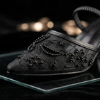 Black Lace Embellished Heels