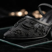 Lace Embellished Heels in Black by ON FOOT - view 2