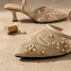 Pearl Lace Embellished Heels