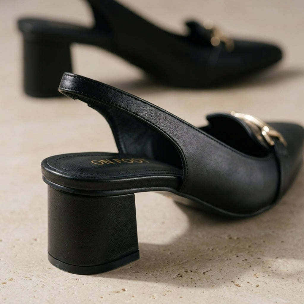 Black Noir Buckle Heels