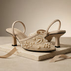 Pearl Lace Embellished Heels