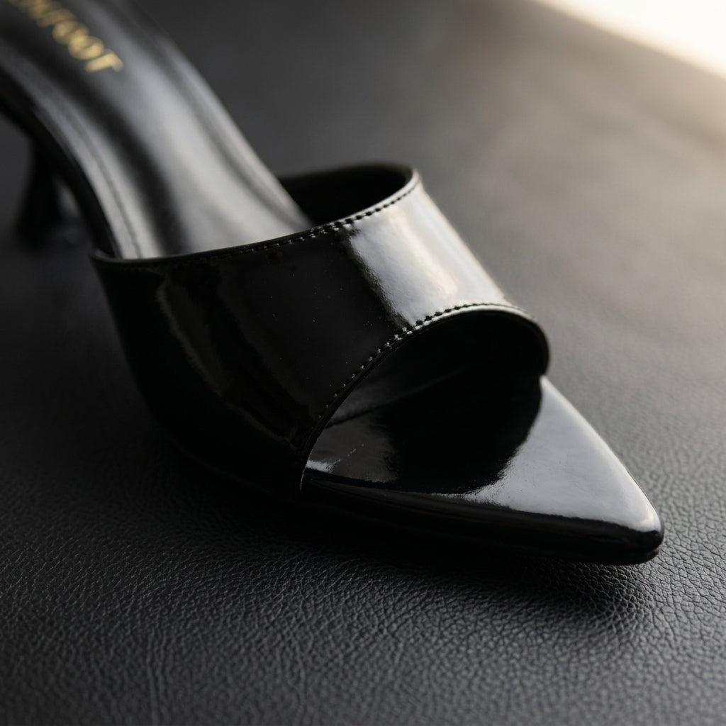 Black Gloss Slide Heel