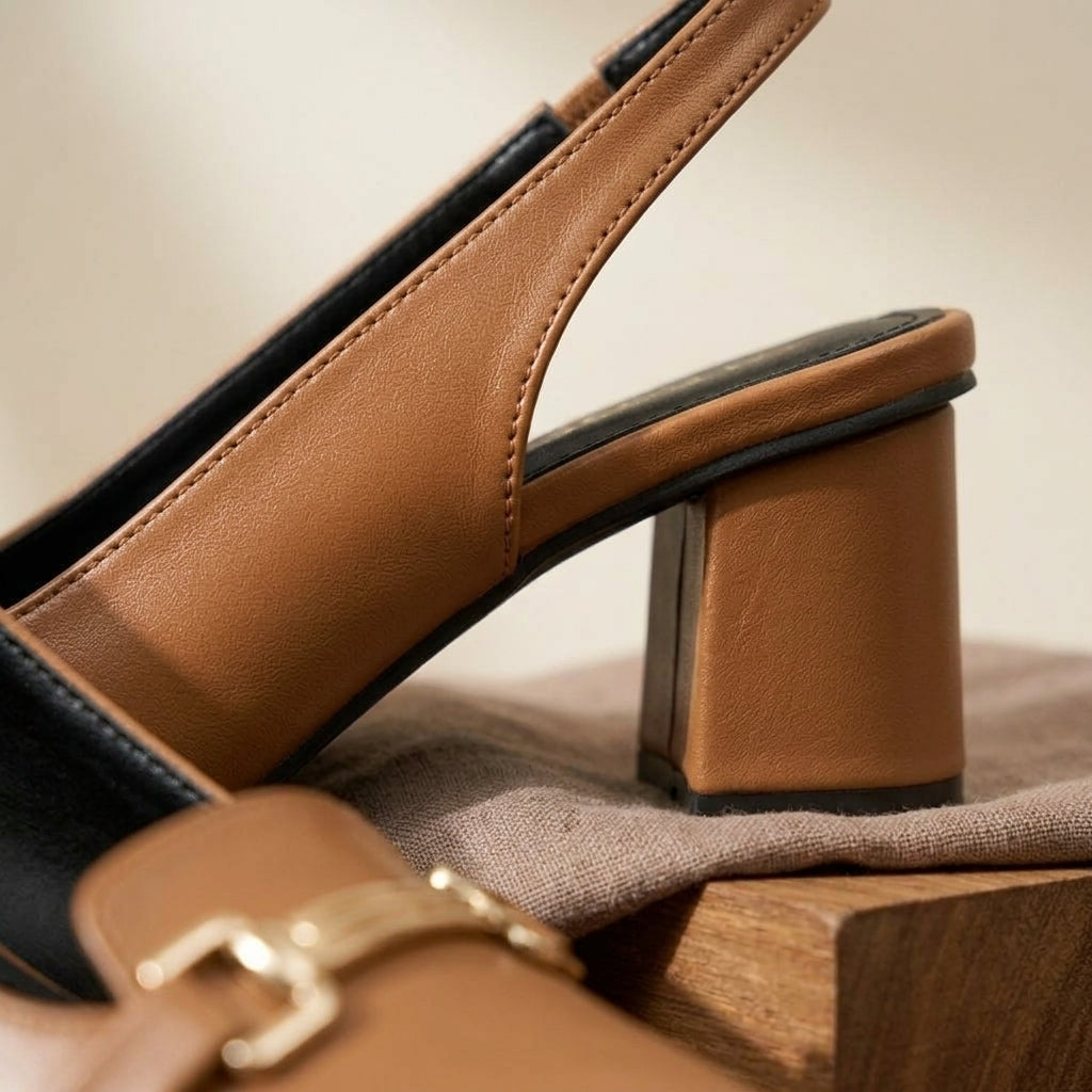 Caramel Noir Buckle Heels