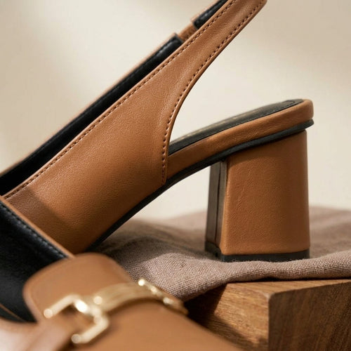 Caramel Noir Buckle Heels