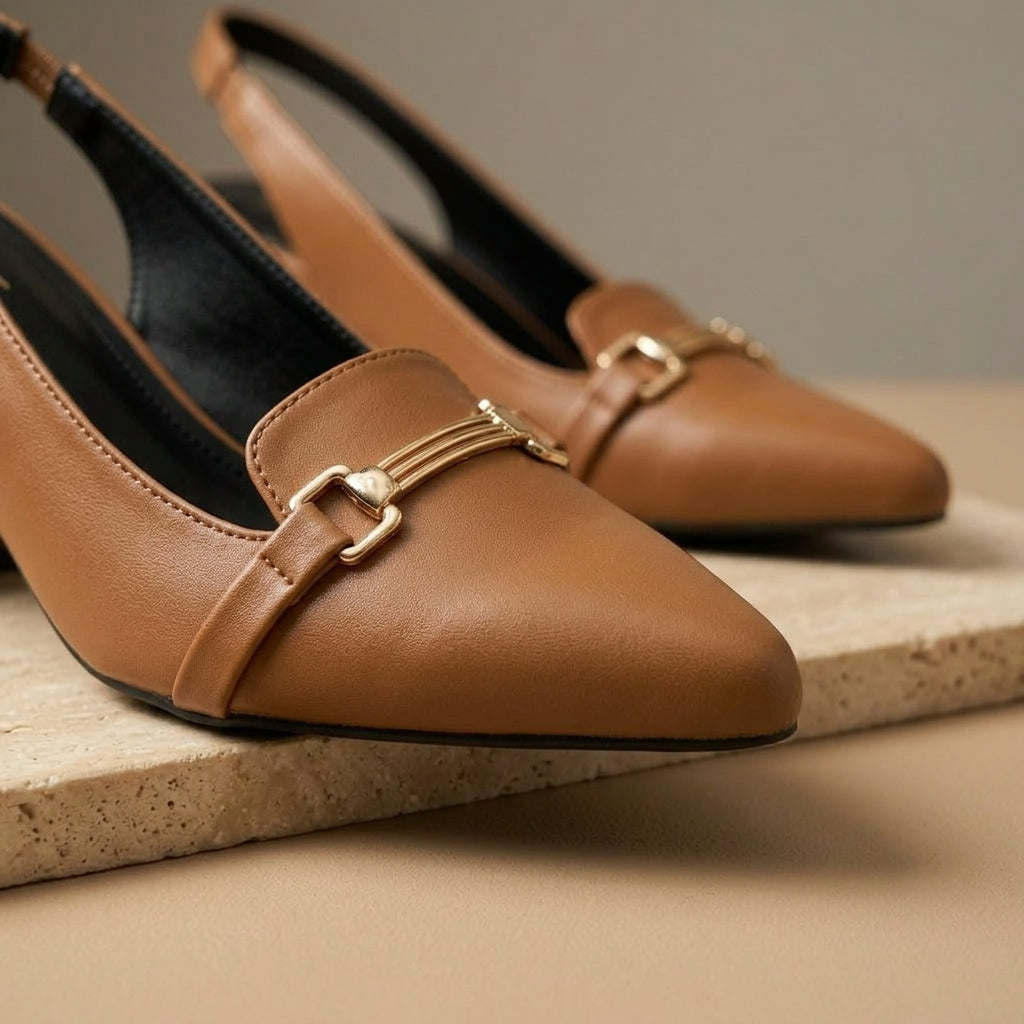 Caramel Noir Buckle Heels