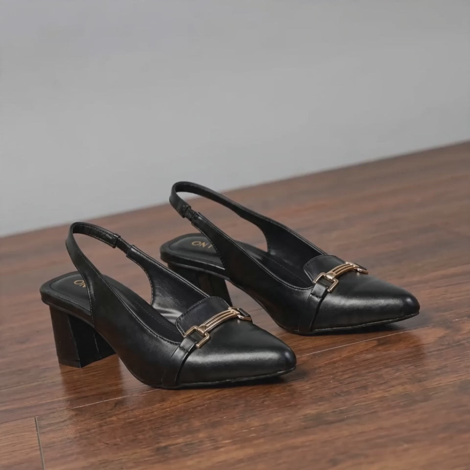 Black Noir Buckle Heels