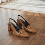 Caramel Noir Buckle Heels