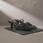 Black Lace Embellished Heels