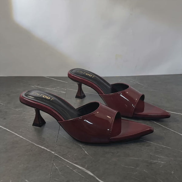 Burgundy Gloss Slide Heel